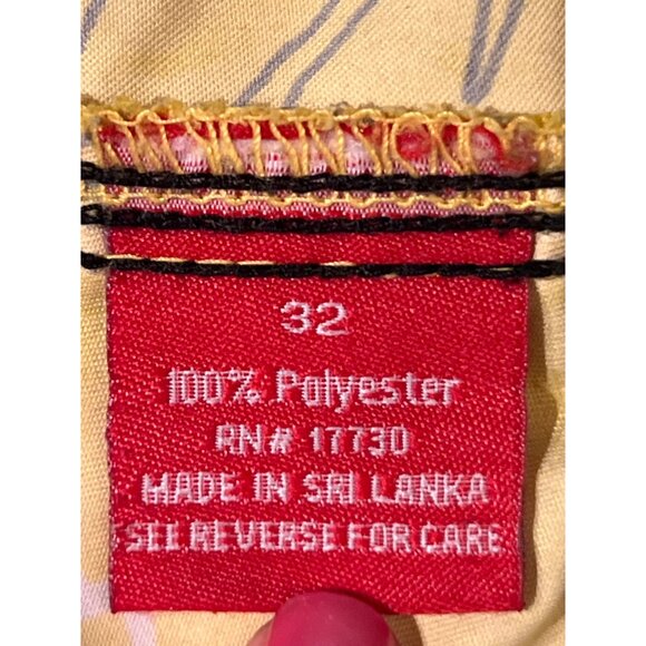 Mossimo Yellow Floral Hawaiian Print Mens Swim Trunks Size 32 With Side Pocket & - Picture 8 of 9